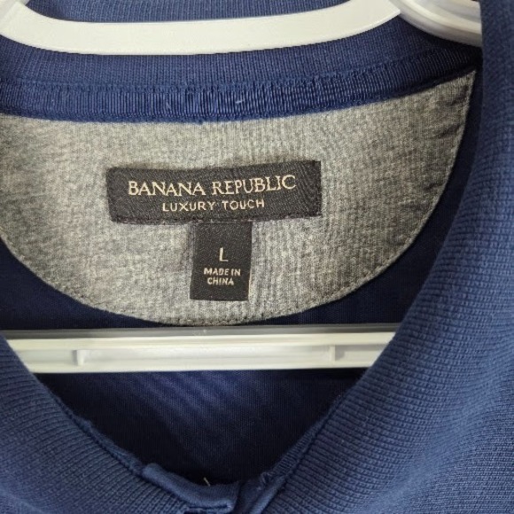 Banana Republic Polo Shirt Navy Blue Cotton Luxury Touch Short Sleeve Size Large - Picture 3 of 10
